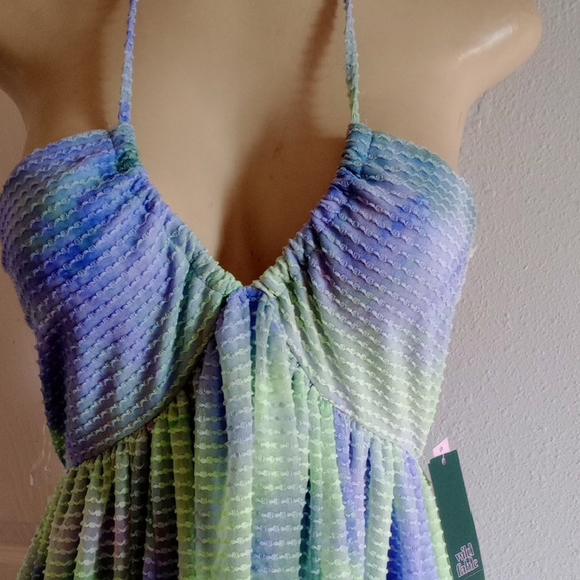 wild fable Pastel Gradient Pleated Dress (Green, Lavender, Pink) - Picture 5 of 11